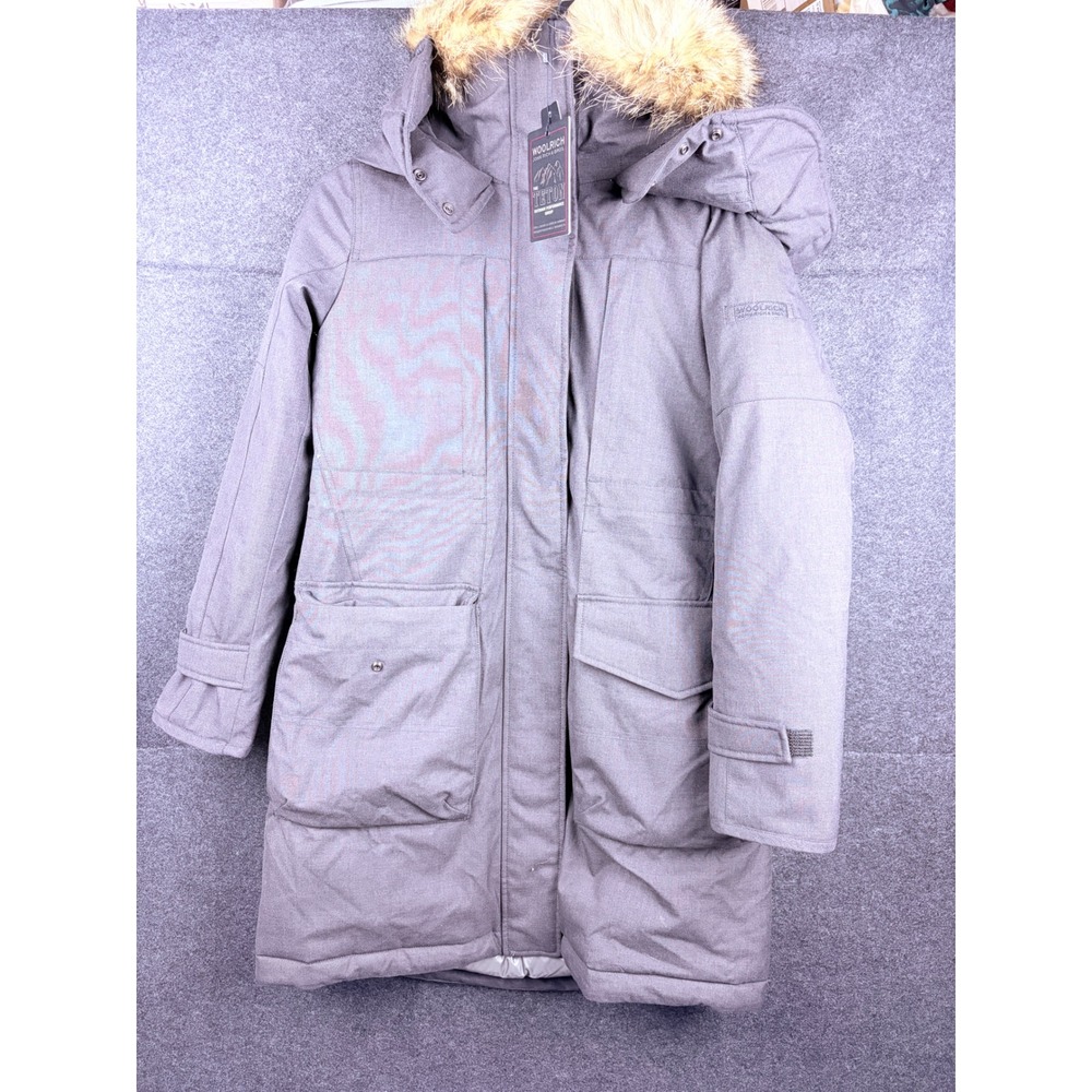 Woolrich John Rich & Bros Teton Parka Grey Down Fur Hood Womens S WW1079 NWT